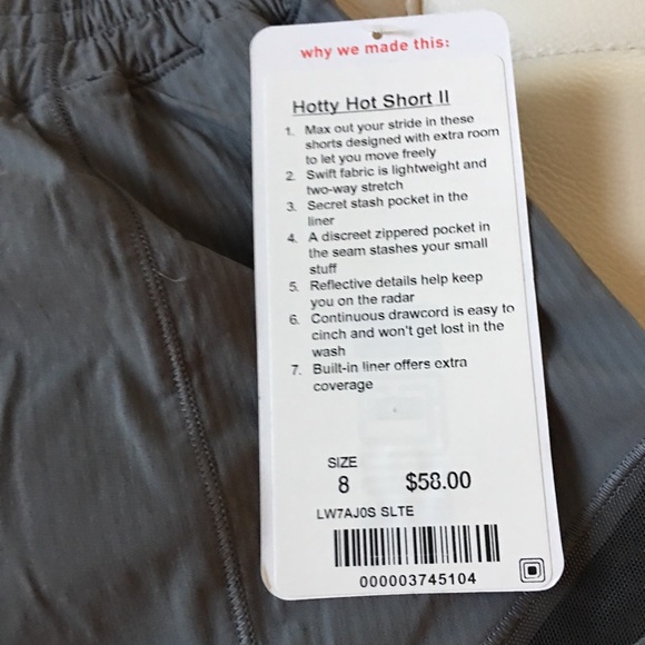 NWT SLTE LULULEMON HOTTY HOT SHORT II - - Size 10 - Picture 2 of 7